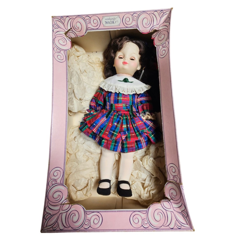 Vintage Royal House of Dolls Miss Elsa Royal Doll 15" Plaid Dress Sleepy Eyes